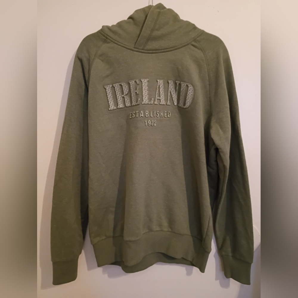Dublin Design Mens Green 3-D Ireland Hoodie Sz XL